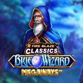 Fire Blaze Blue Wizard Megaways logo by Rarestone Gaming at Megaways Slots